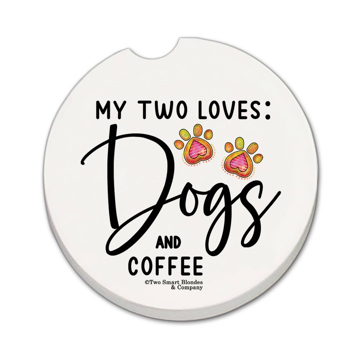 "Dogs & Coffee" Stone Car Coaster BULK NO PACKAGING