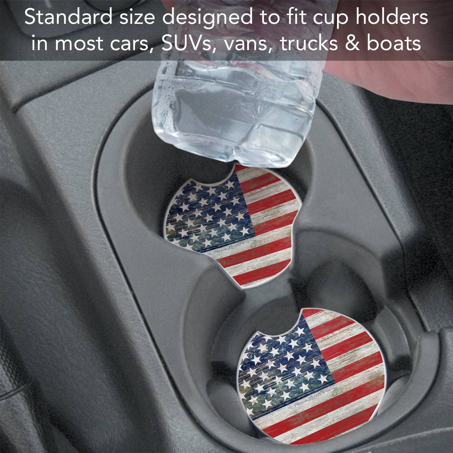 "Americana" 2 Pack Absorbent Stone Car Coaster