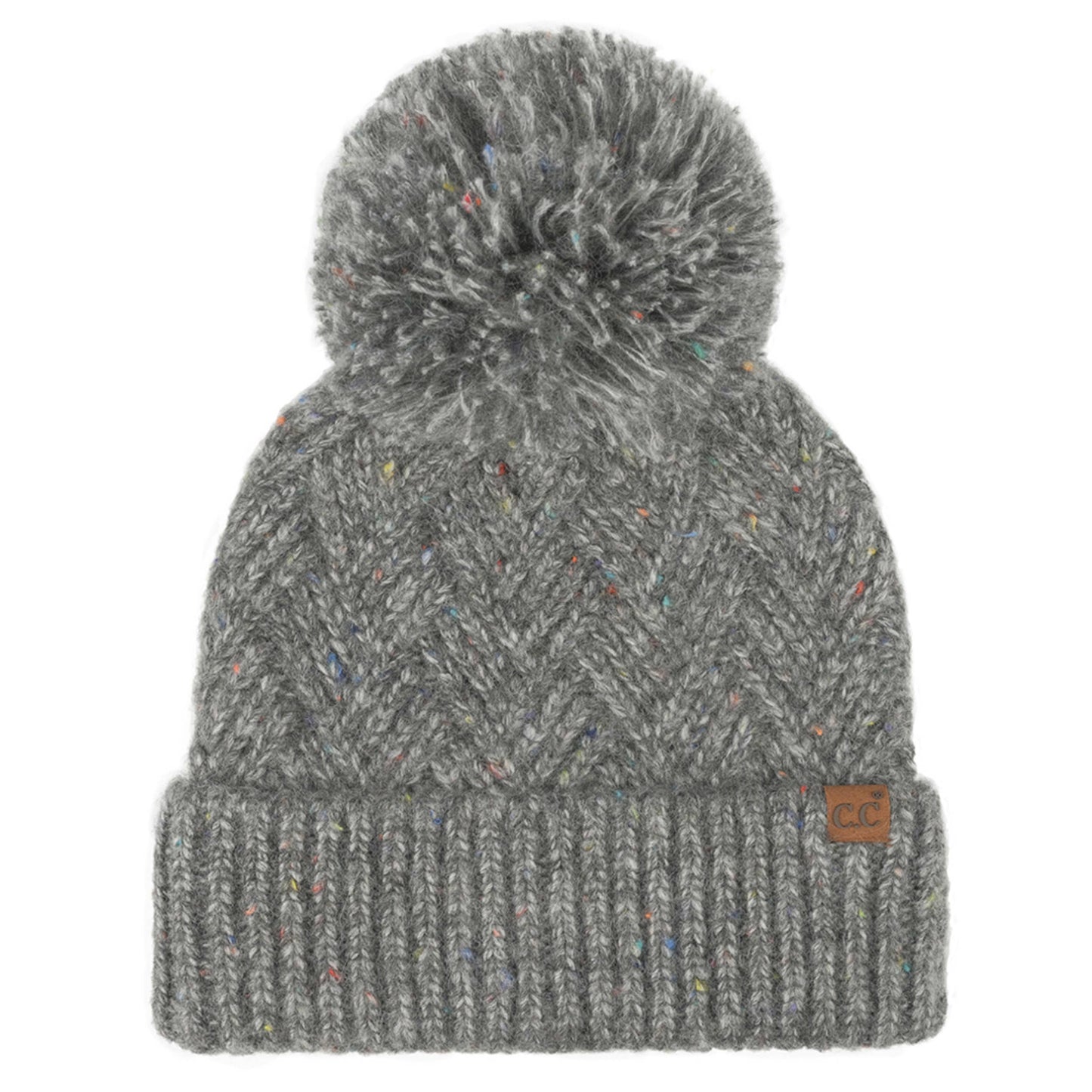 C.C Criss-Cross Pattern Yarn Pom Beanie Winter Hat