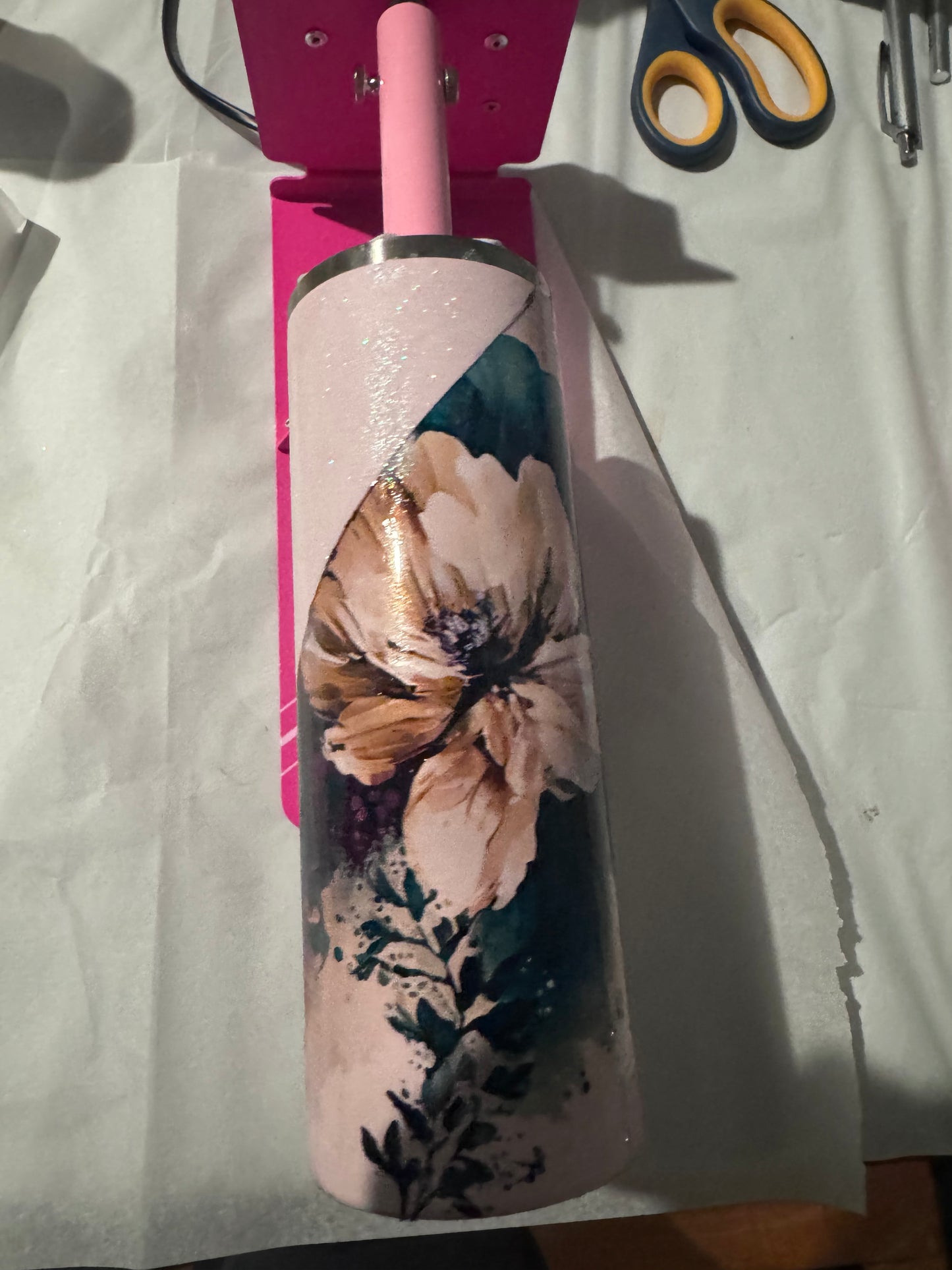 Pink Glitter & Floral 20oz Tumbler