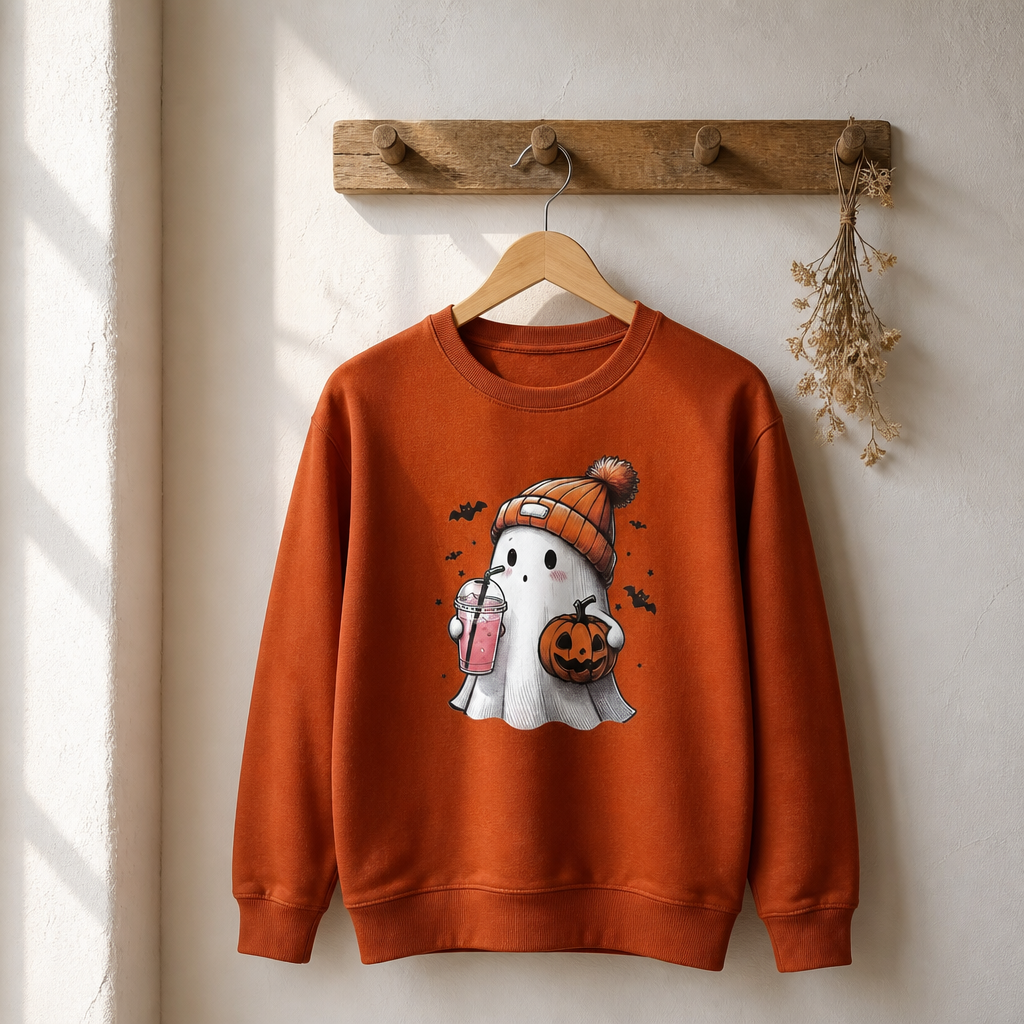 Sippin' Ghost Pumpkin-Spice colored Sweatshirt