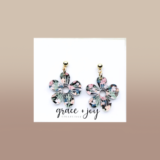 Spring Floral Earrings, Flower Acrylic Earrings