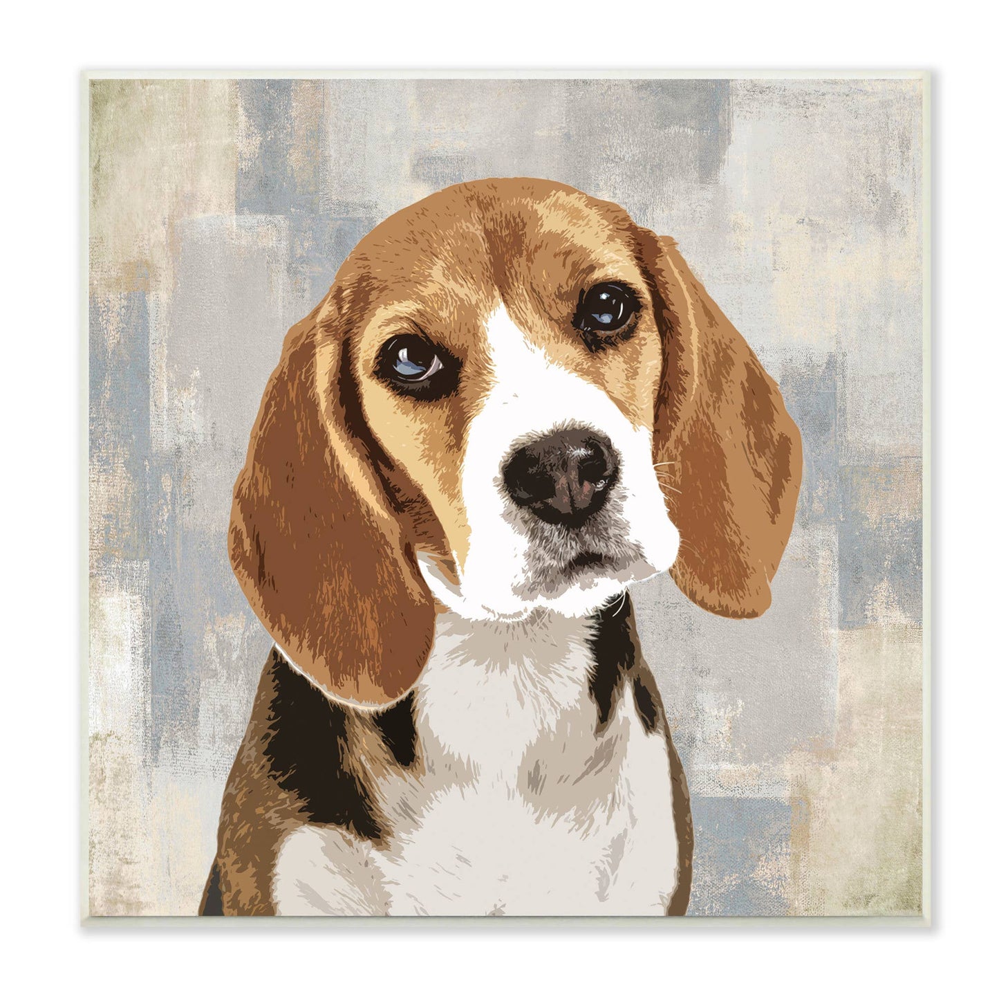 Beagle Dog Neutral Patchwork Plaque Art