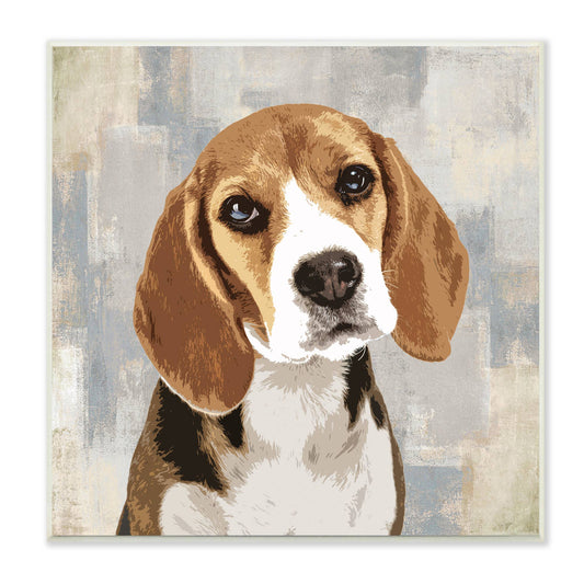 Beagle Dog Neutral Patchwork Plaque Art