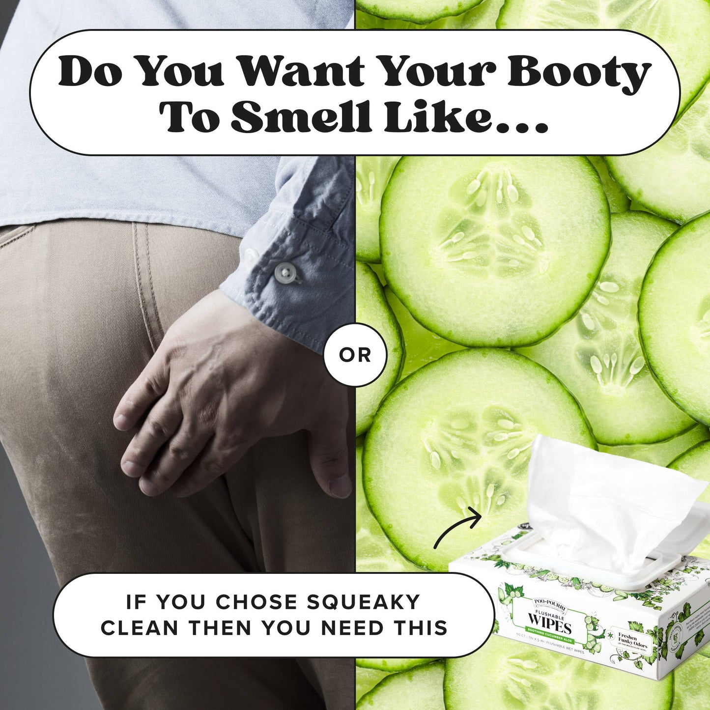 Poo~Pouri Cucumber & Aloe Poo~Pourri Flushable Wipes 50ct