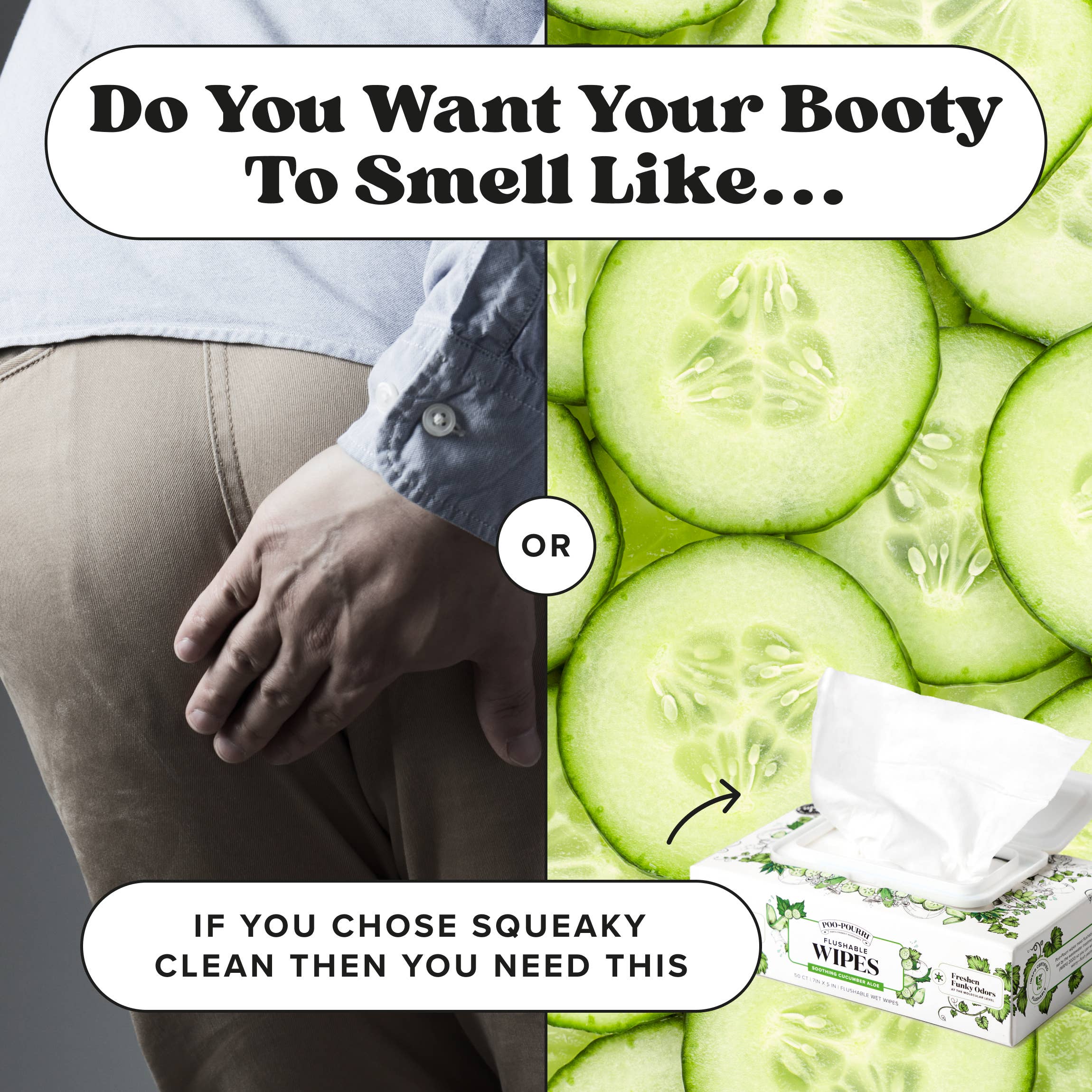 Poo~Pouri Cucumber & Aloe Poo~Pourri Flushable Wipes 50ct