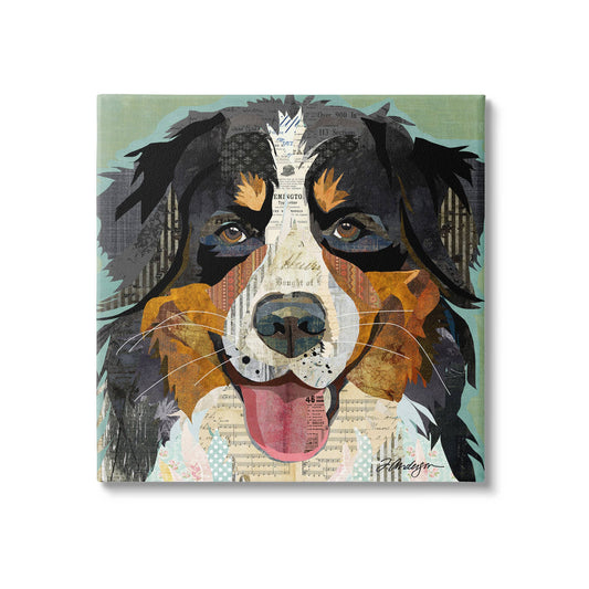 Abstract Bernese Dog Collage Canvas Art