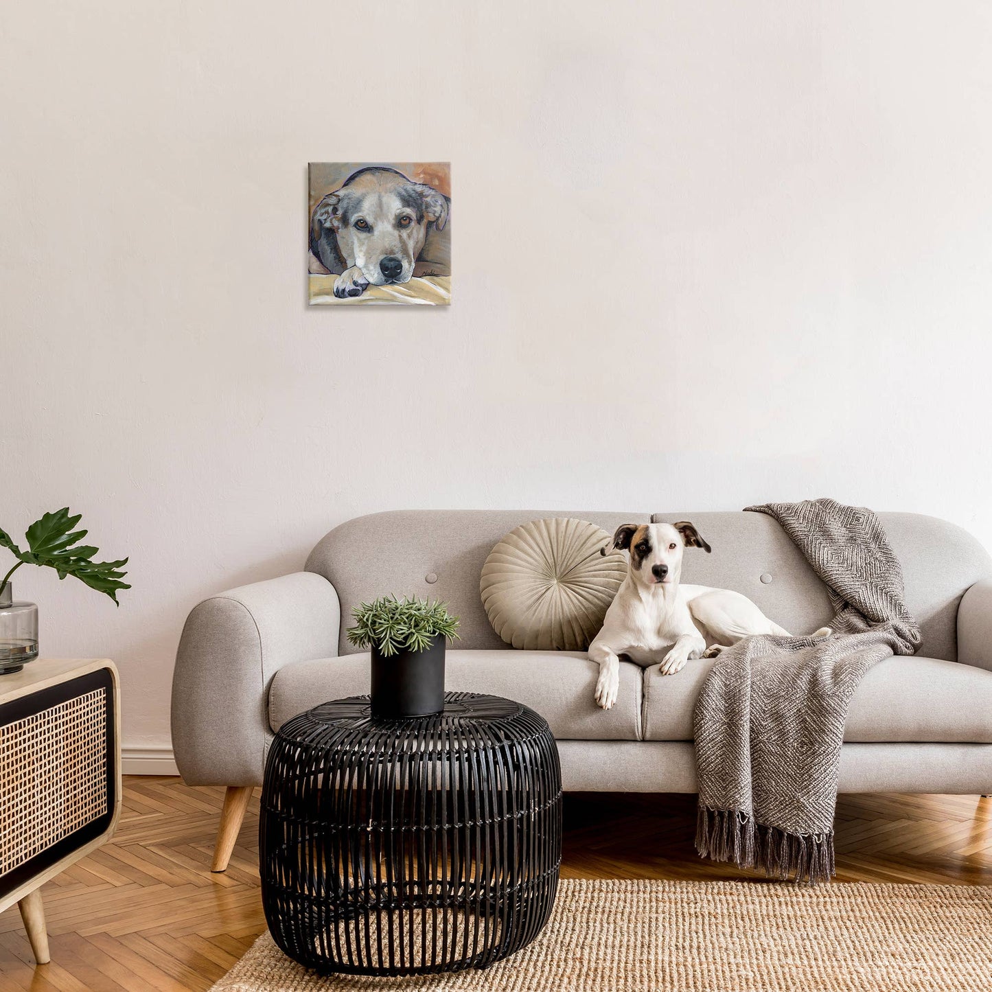 Cozy Dog Portrait Canvas Art
