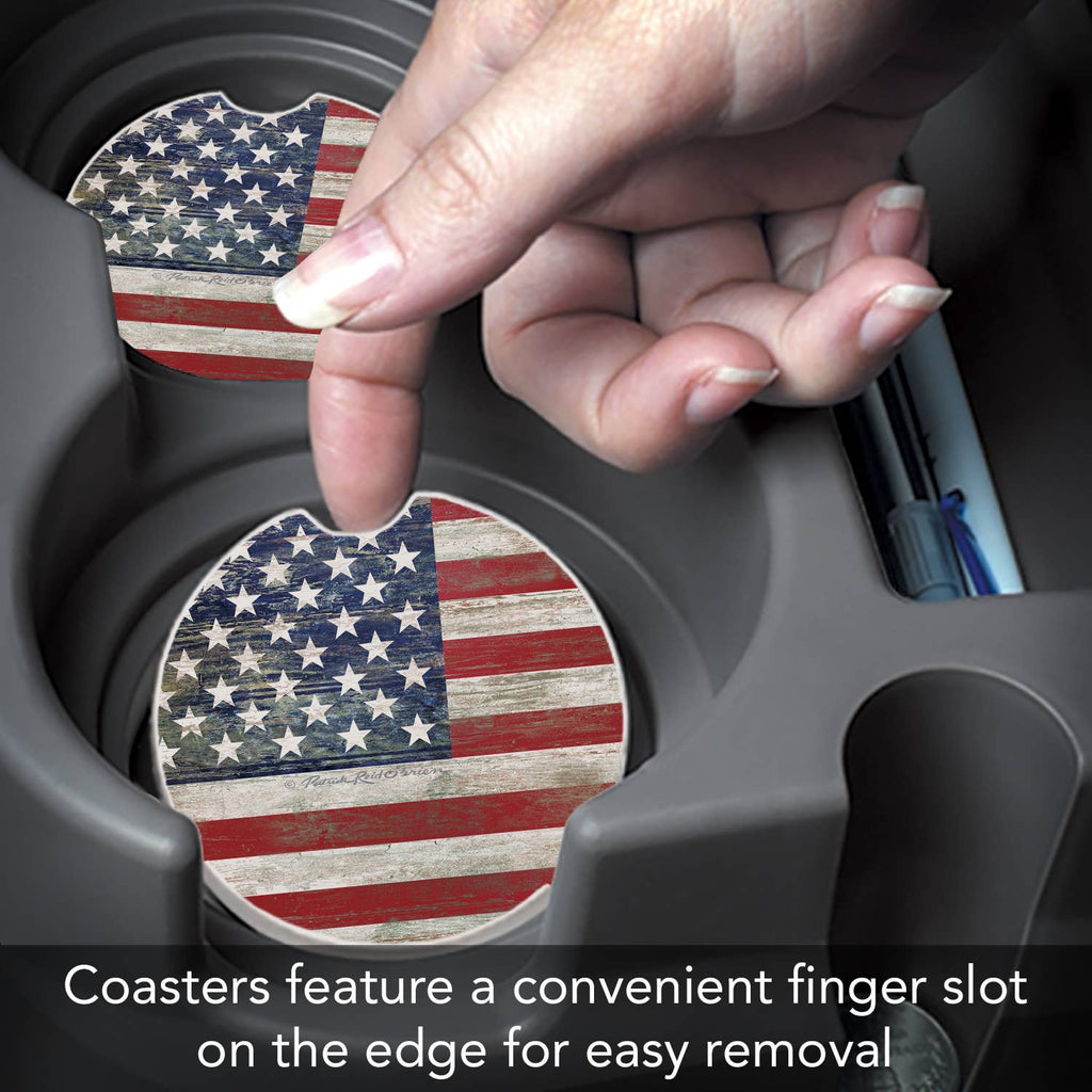 "Americana" 2 Pack Absorbent Stone Car Coaster