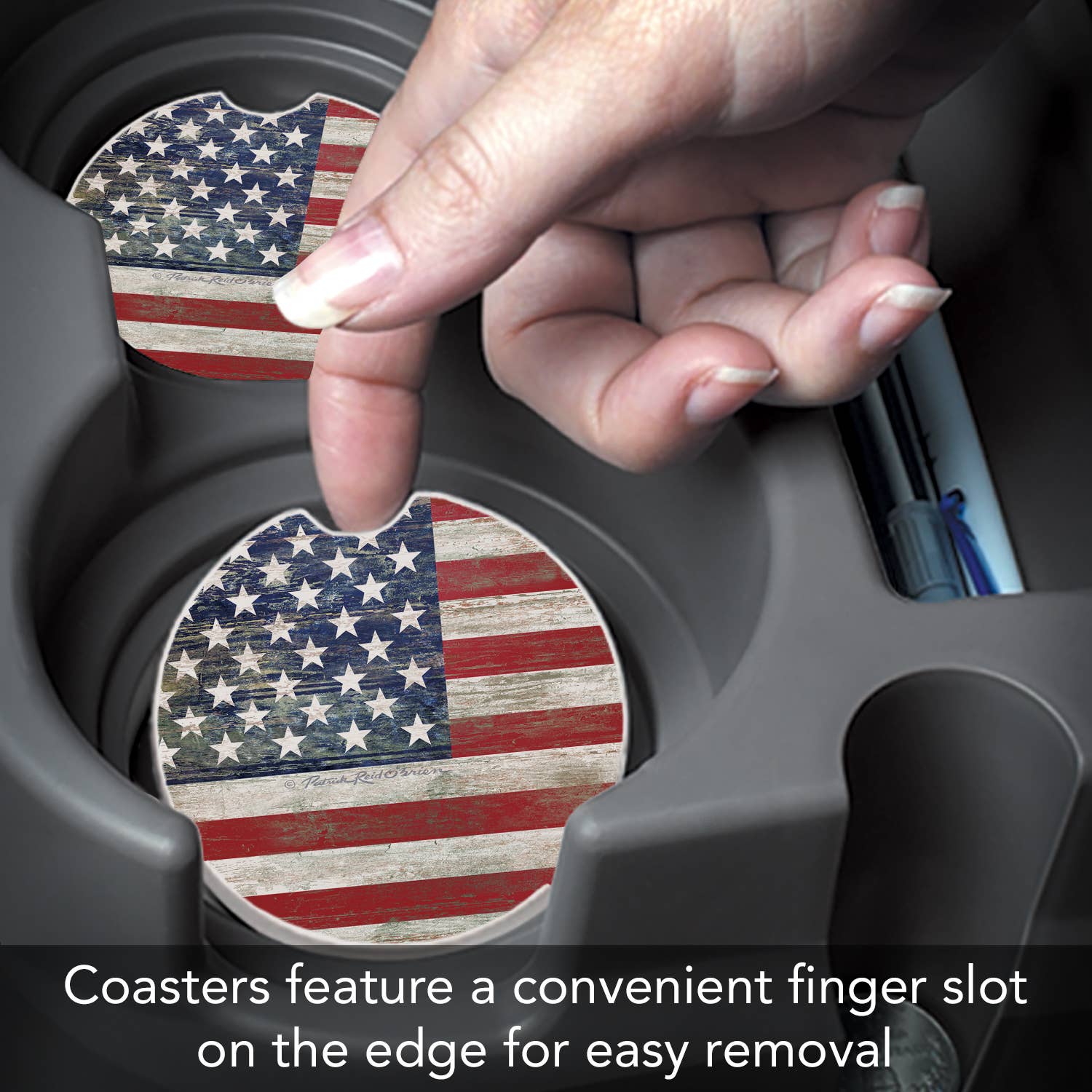 "Americana" 2 Pack Absorbent Stone Car Coaster