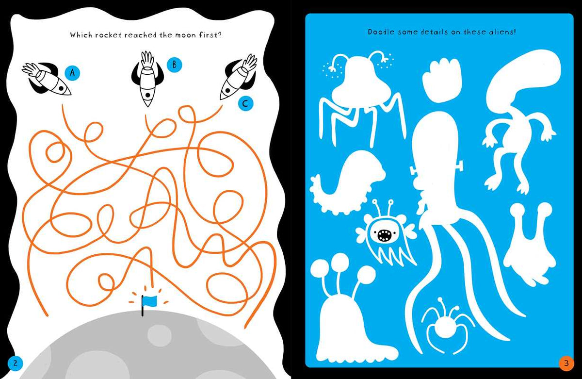 Brain Boosters Space Puzzles (with neon colors) Learning Activity Book for Kids by Vicky Barker