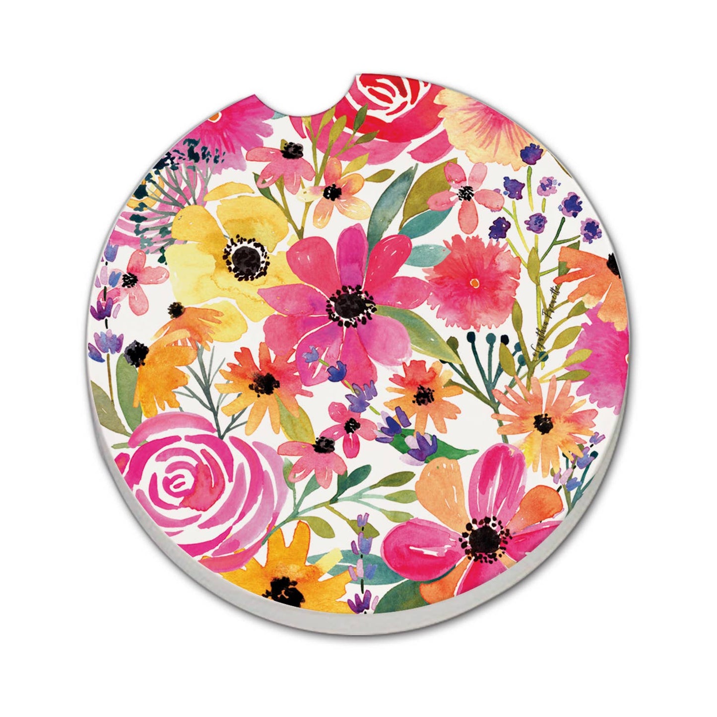 "Floral Frenzy" Stone Car Coaster  BULK NO PACKAGING