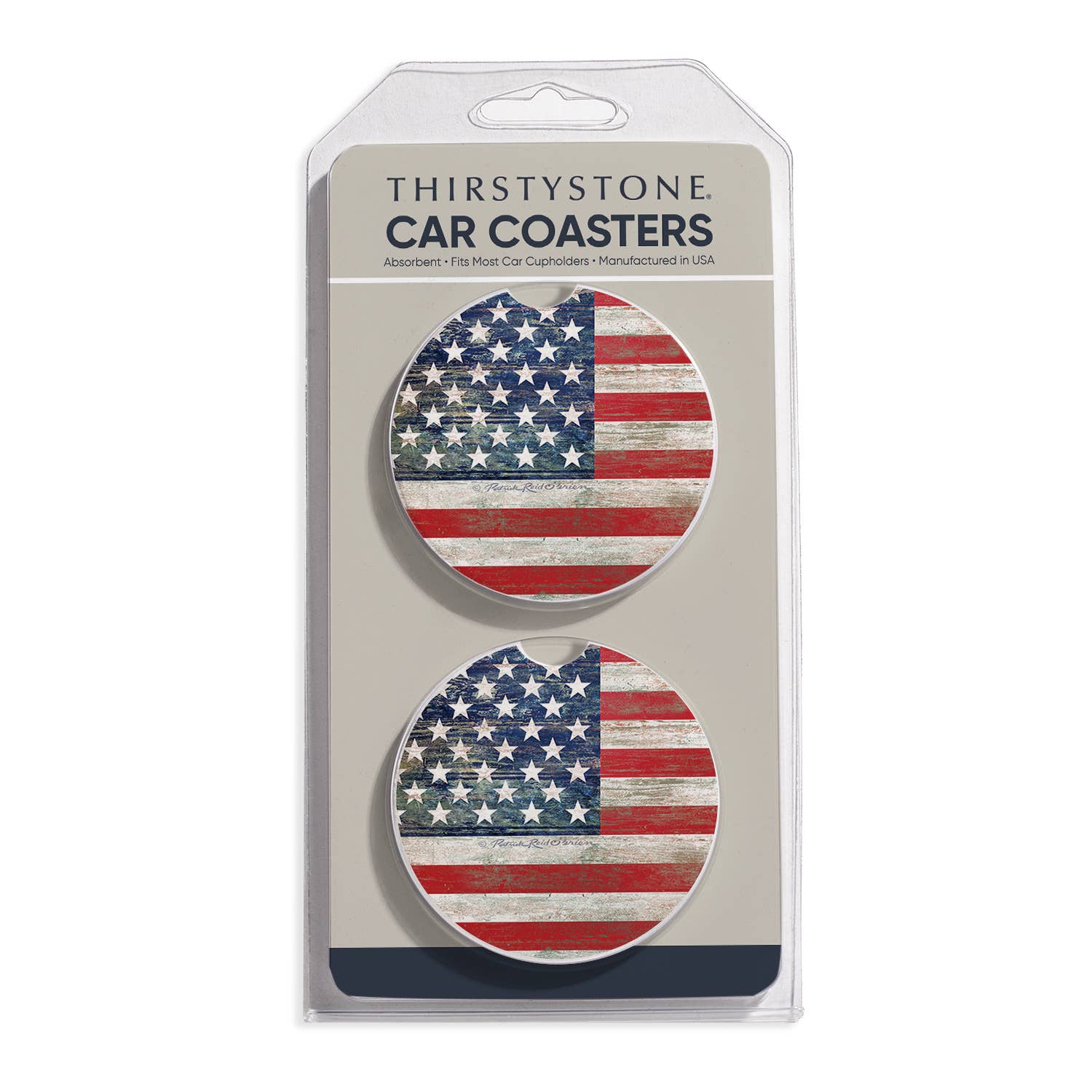 "Americana" 2 Pack Absorbent Stone Car Coaster