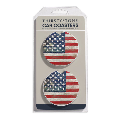 "Americana" 2 Pack Absorbent Stone Car Coaster