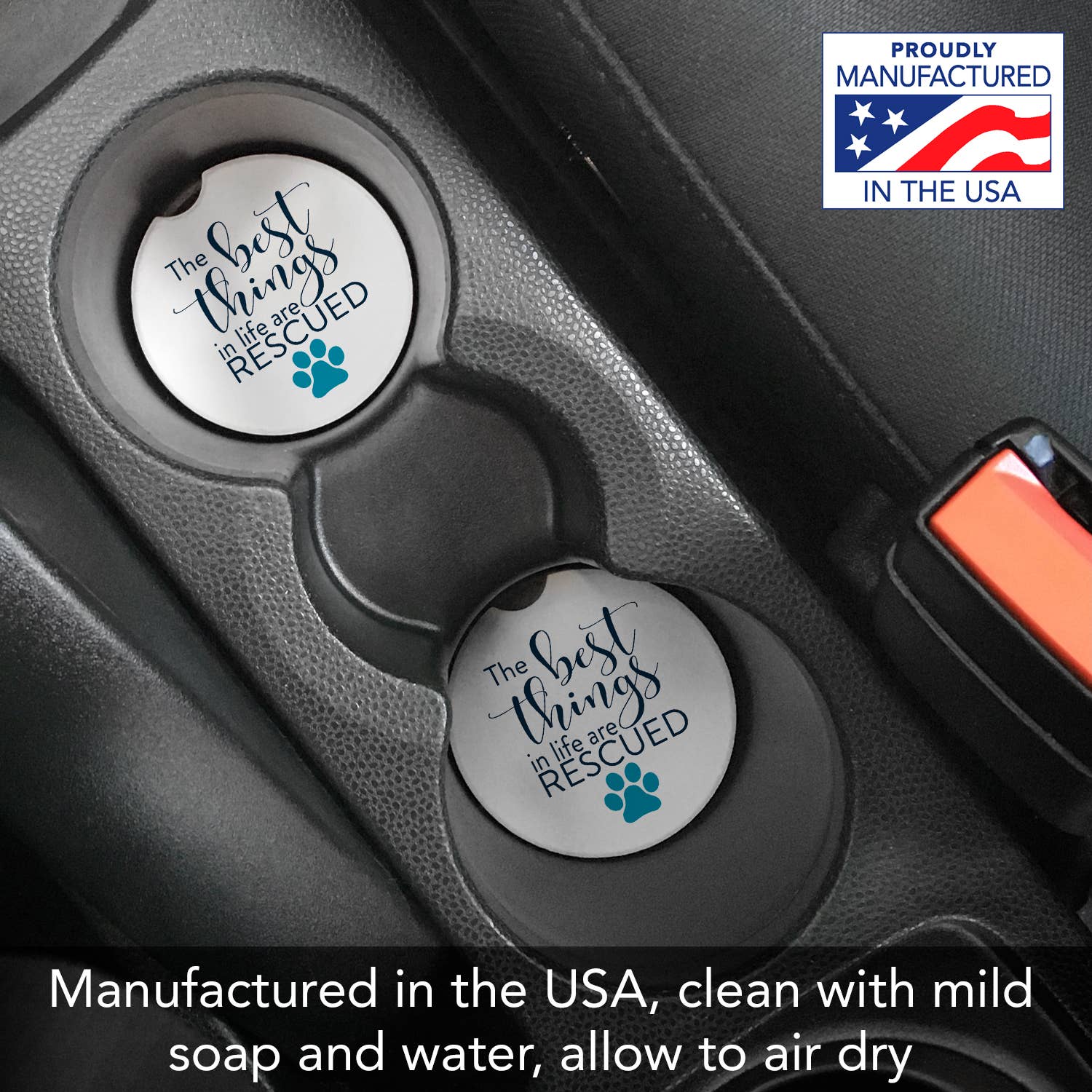 Rescued Absorbent Stone Car Coaster 1 Pk
