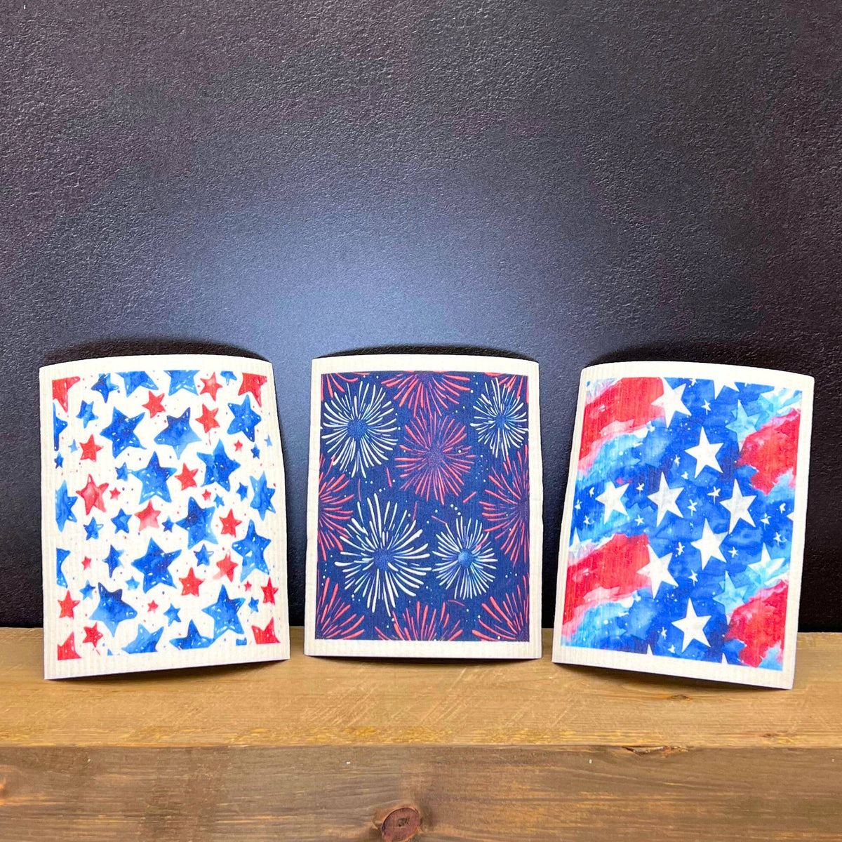 4th of July Red & Blue Stars Swedish Dishcloths Summer Decor