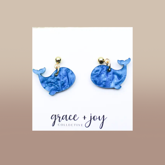 Blue Whale Dangle Earrings, Acrylic Earrings