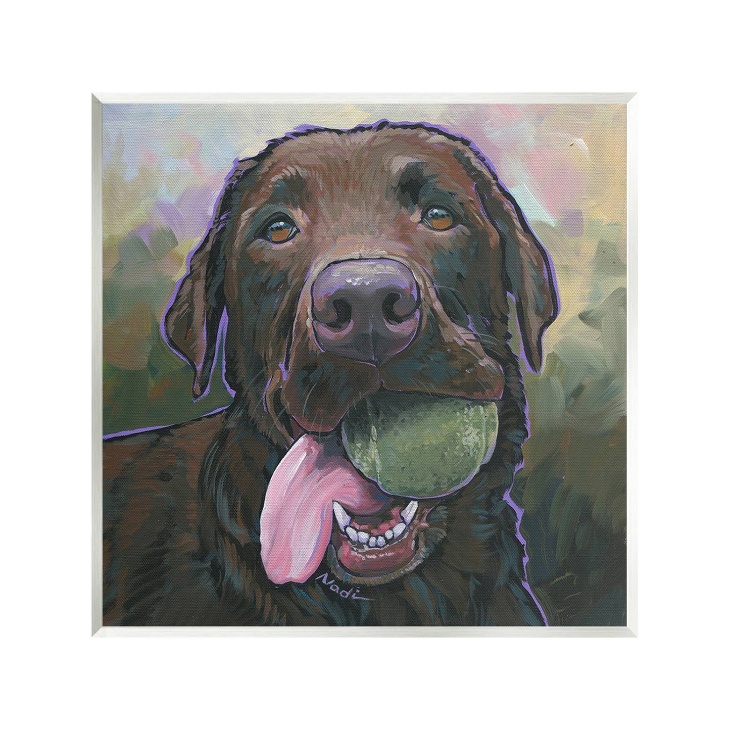 Dog Playing Ball Portrait Plaque Art