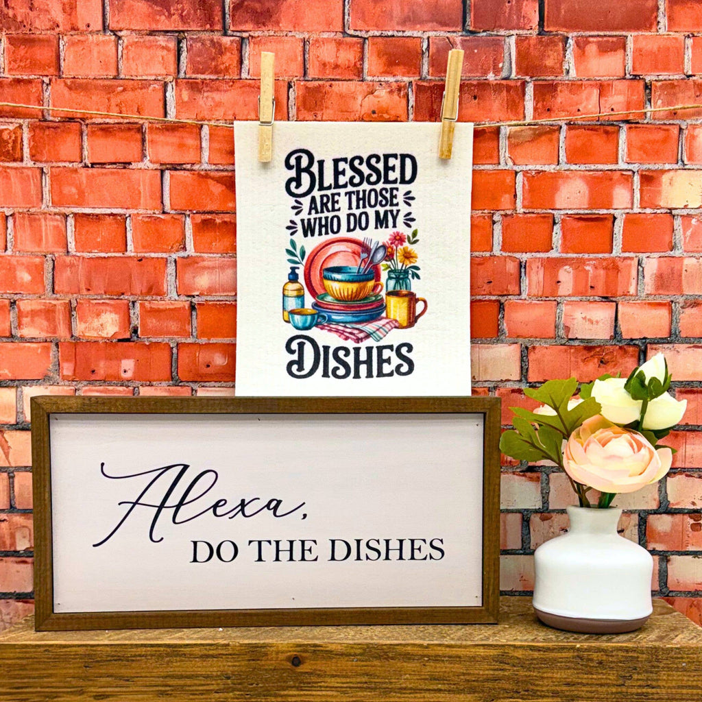Blessed those who do the Dishes Funny Dishcloth - Home Decor