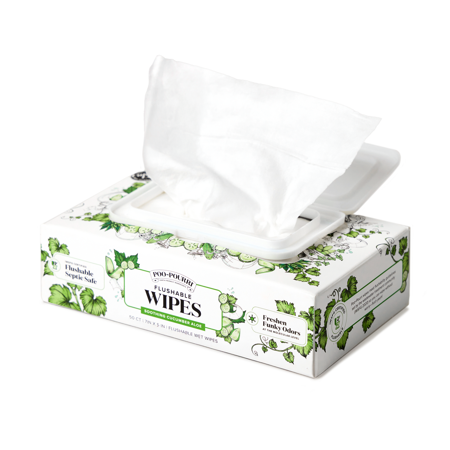Poo~Pouri Cucumber & Aloe Poo~Pourri Flushable Wipes 50ct