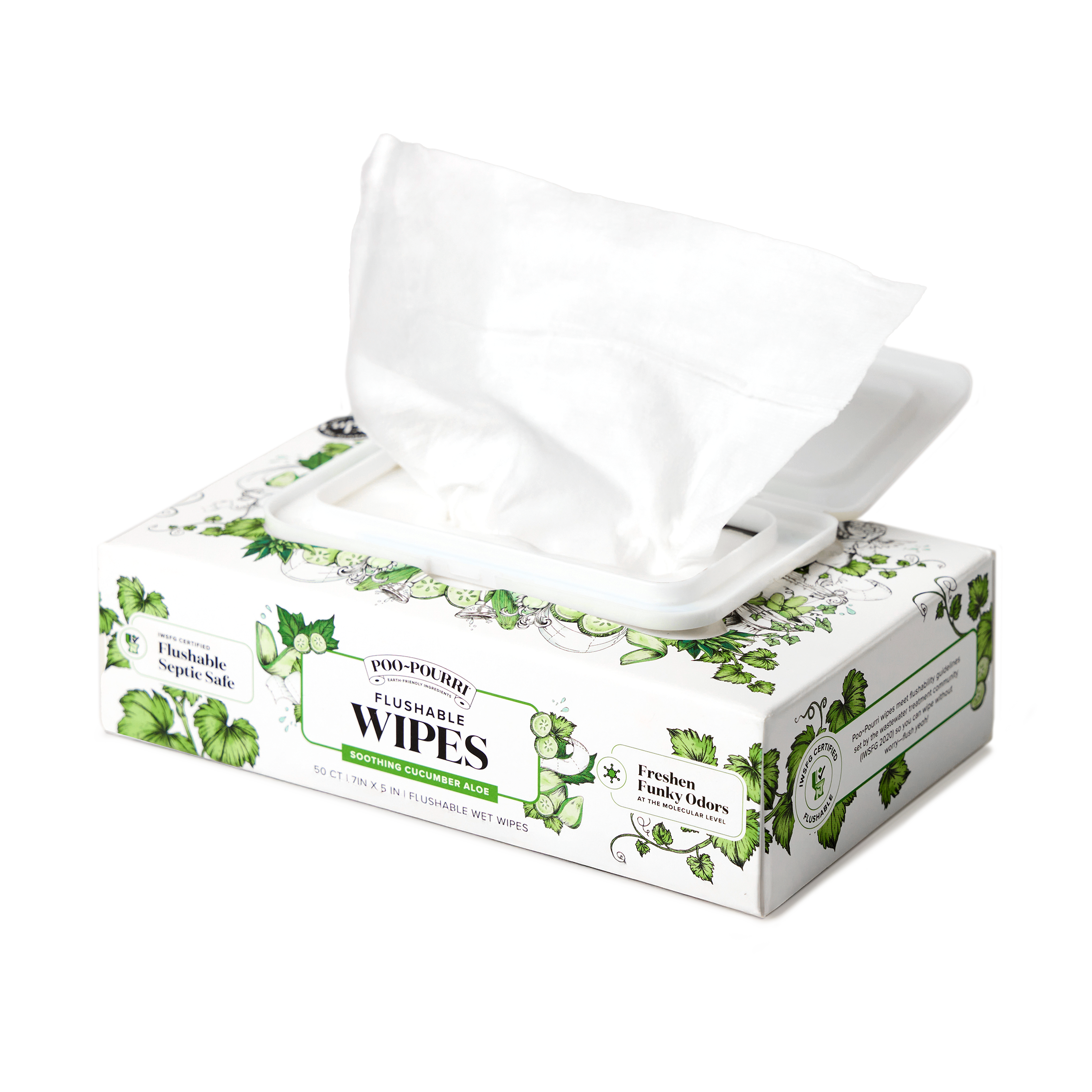 Poo~Pouri Cucumber & Aloe Poo~Pourri Flushable Wipes 50ct
