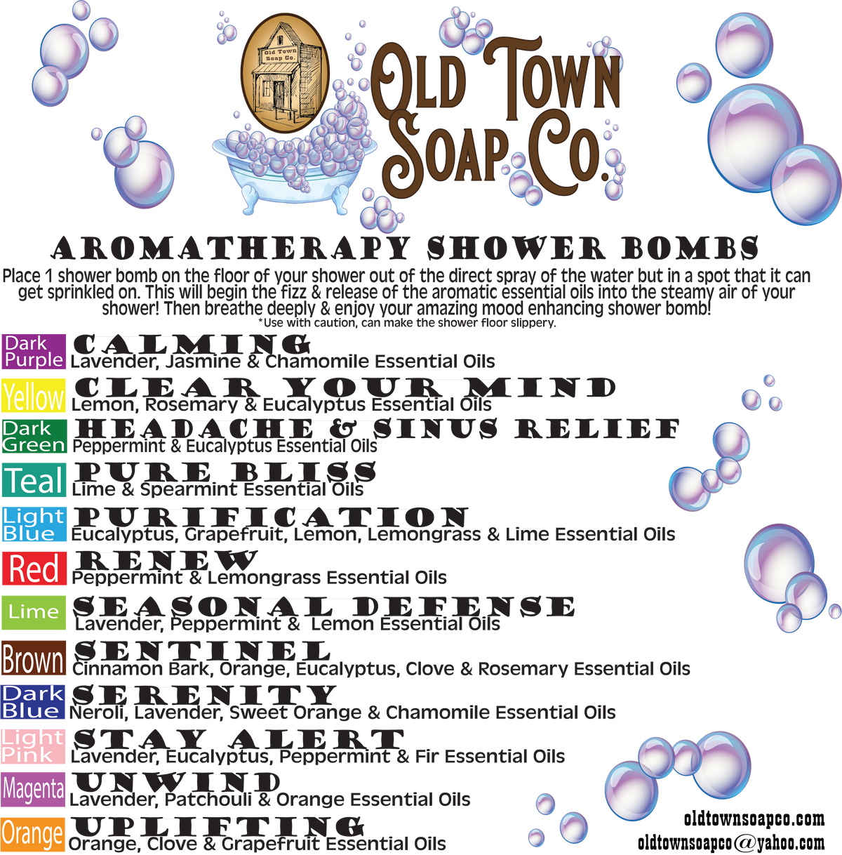 Shower Bombs/Steamer Singles -Avail in 12 Blends #1 Seller