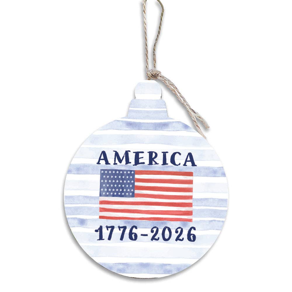 American Flag 1776-2026 Ornament | Wooden Decor | USA Sign
