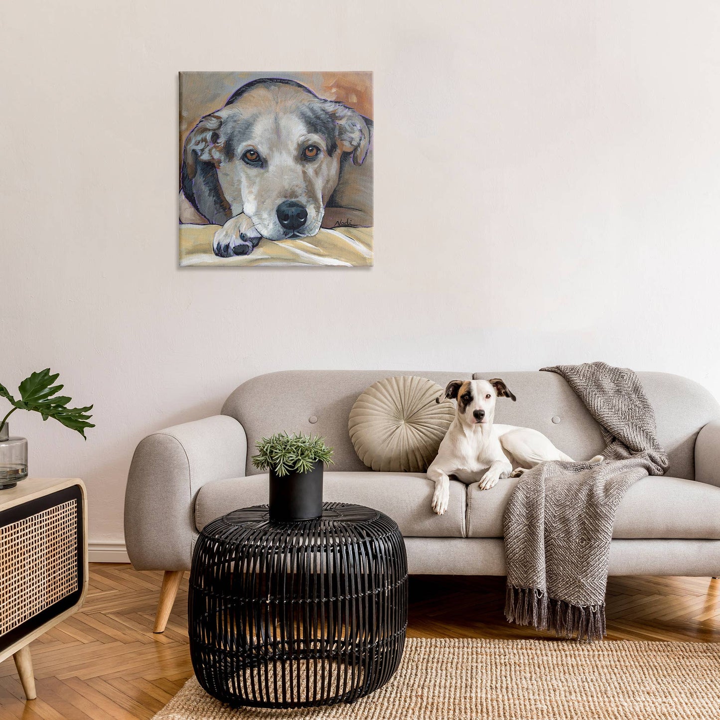 Cozy Dog Portrait Canvas Art