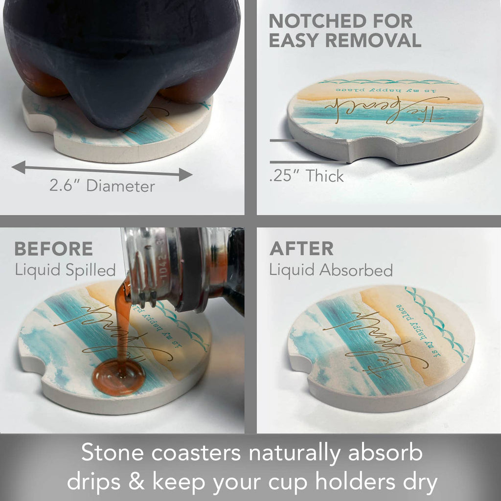 My Happy Place Bulk Stone Car Coaster-NO PACKAGING