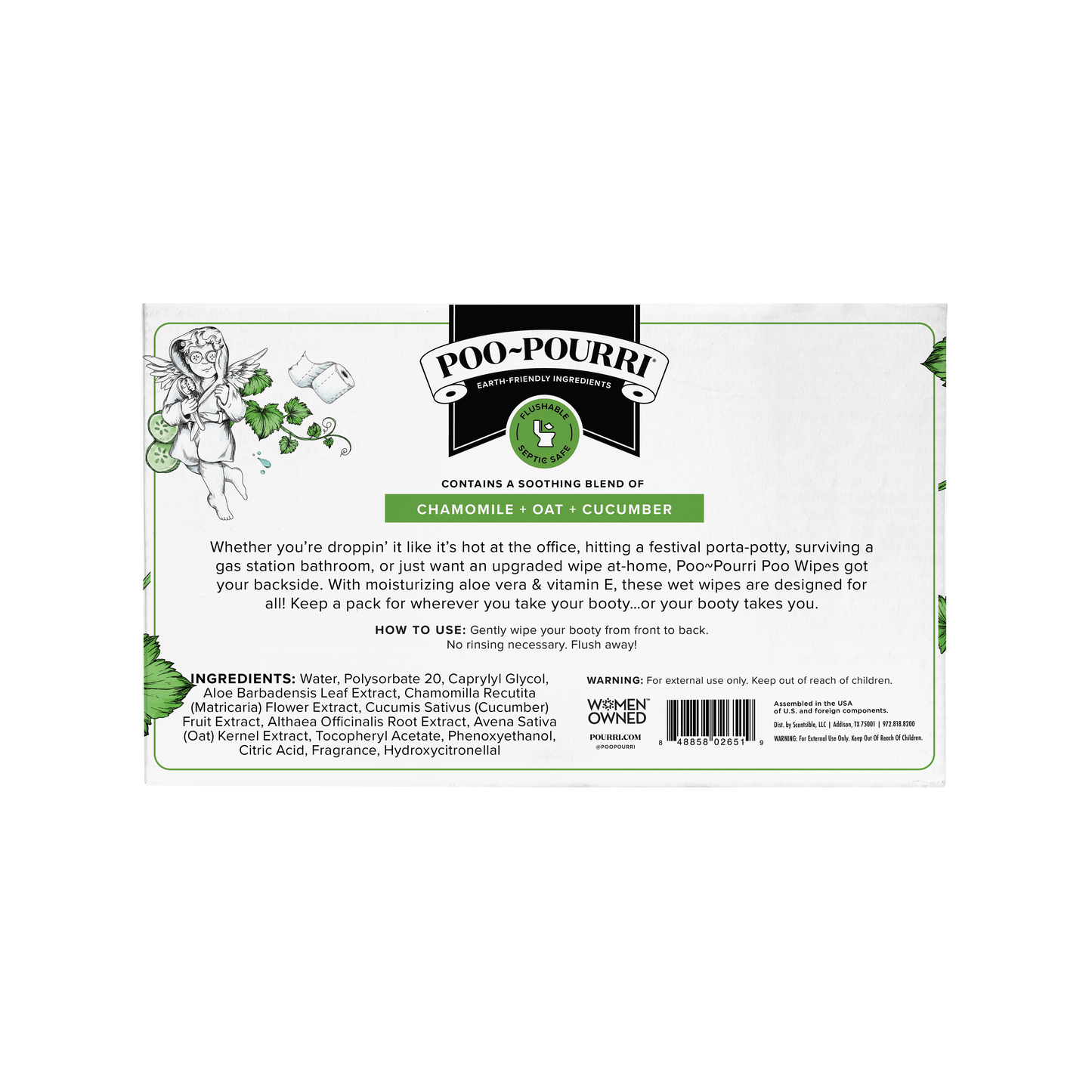 Poo~Pouri Cucumber & Aloe Poo~Pourri Flushable Wipes 50ct