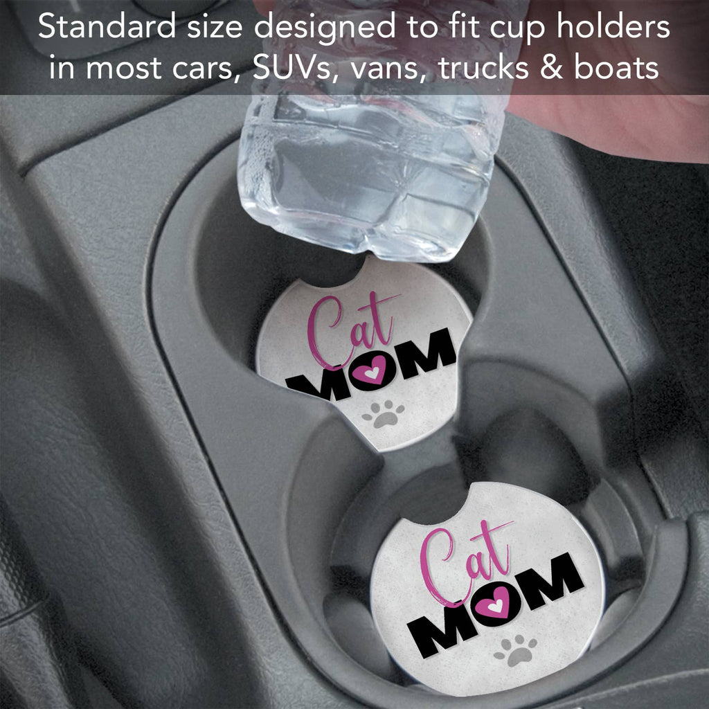 Cat Mom Absorbent Stone Car Coaster 1 Pk