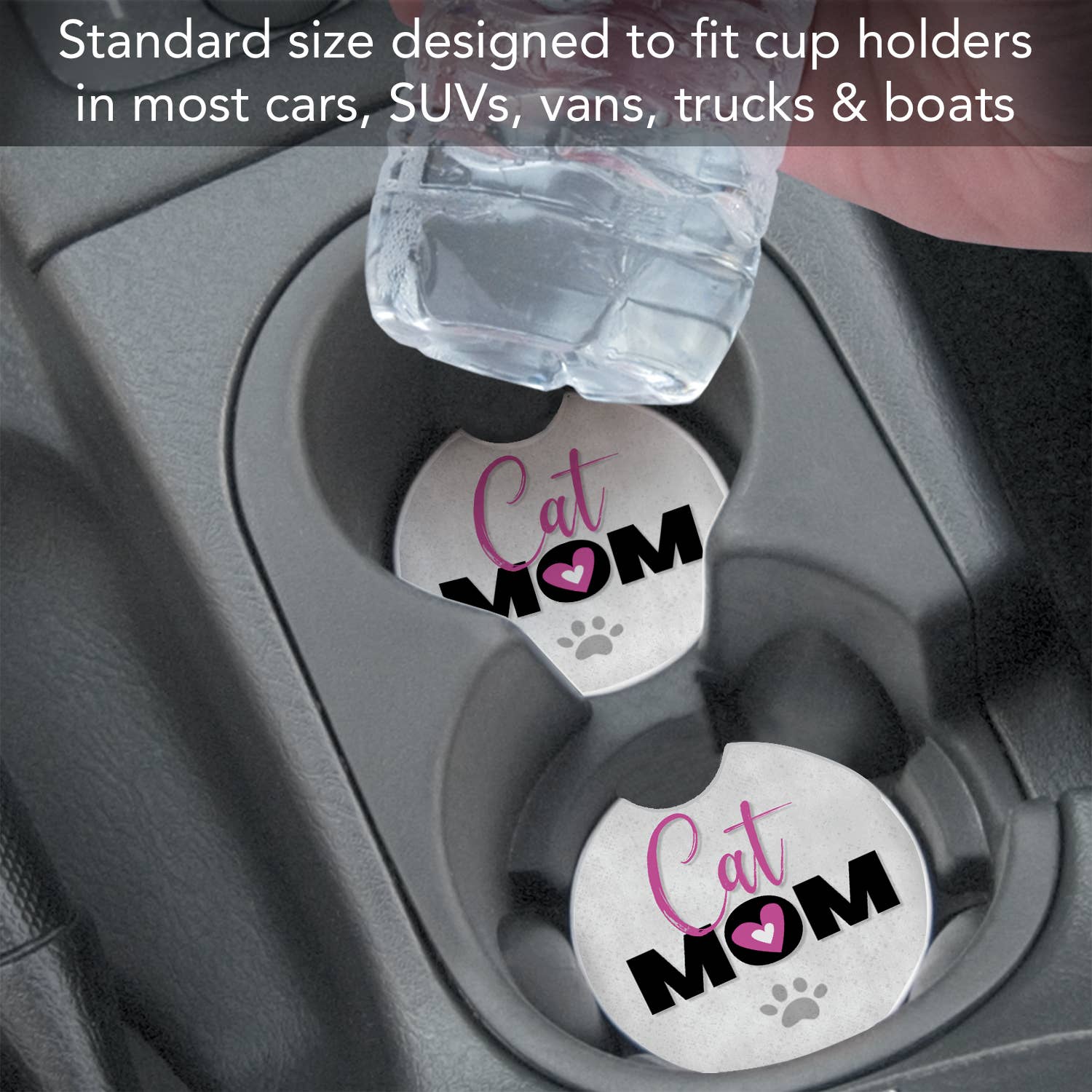 Cat Mom Absorbent Stone Car Coaster 1 Pk