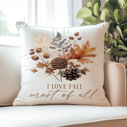 I Love Fall Most Of All Removable Pillowcase 18x18