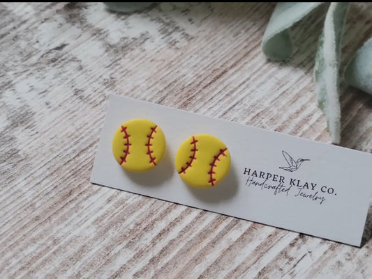 Softball Stud Clay earrings