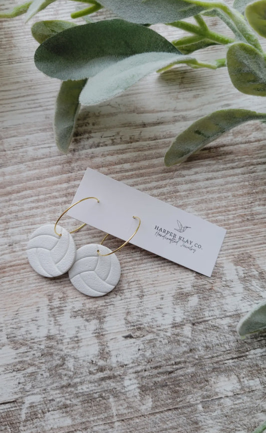 Volleyball Clay Dangle Earrings