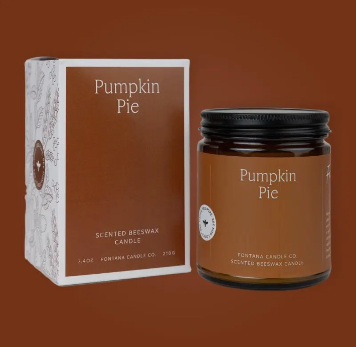 Pumpkin Pie Essential OIl Beeswax Jar Candle 8 oz