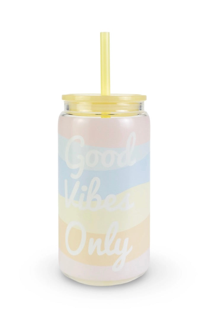 Good Vibes Only 16 oz Glass Tumbler
