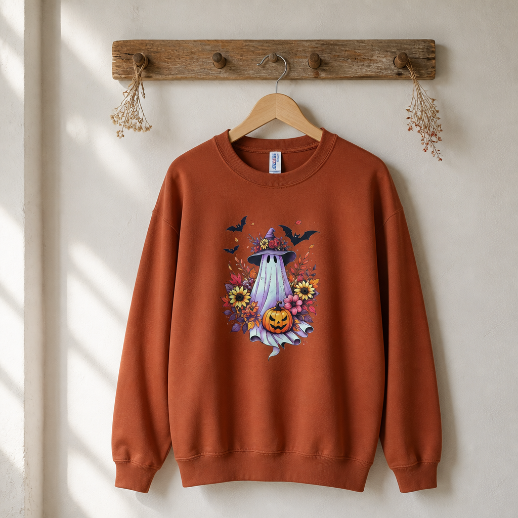 Floral Ghost Halloween Sweatshirt 👻🎃🌻