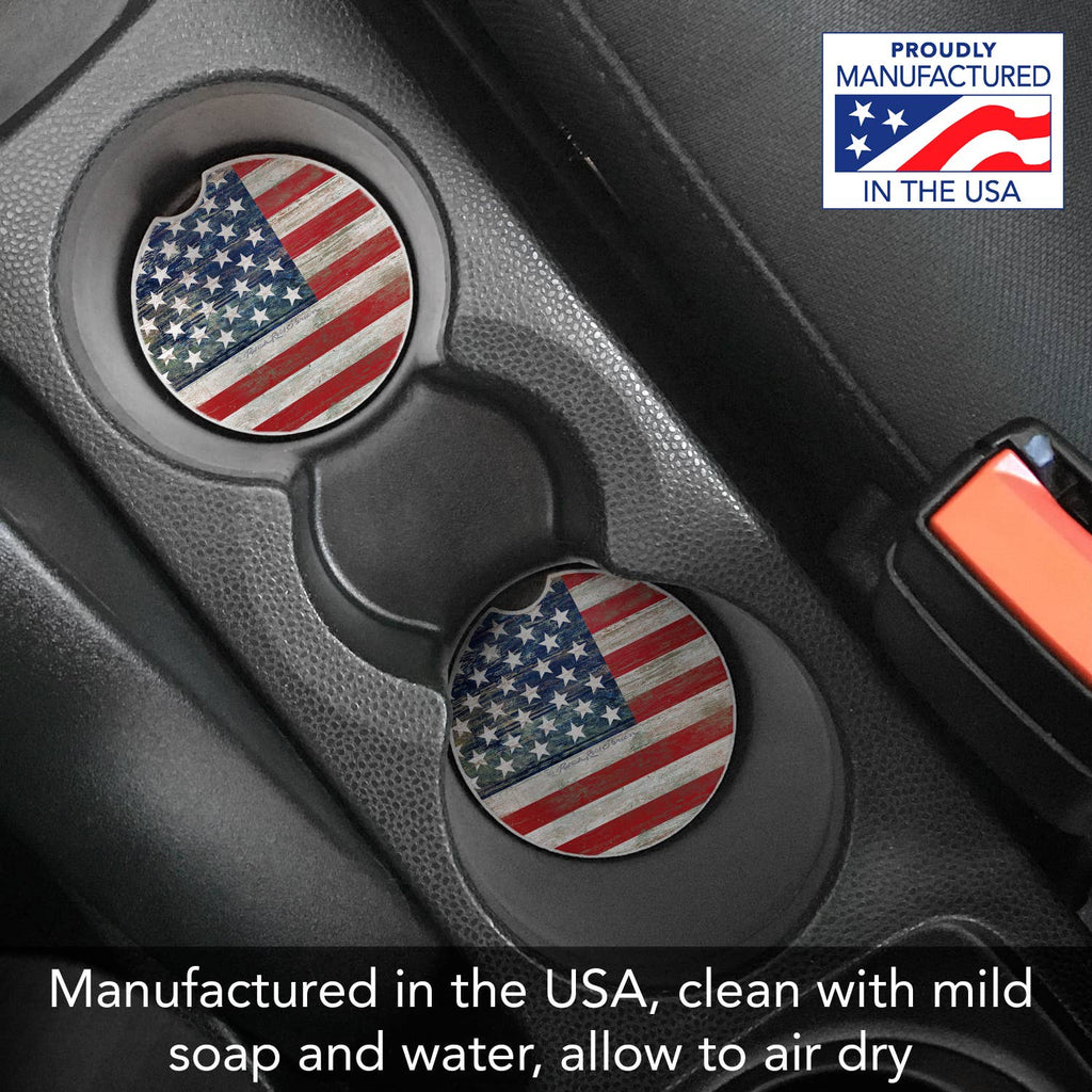 "Americana" 2 Pack Absorbent Stone Car Coaster
