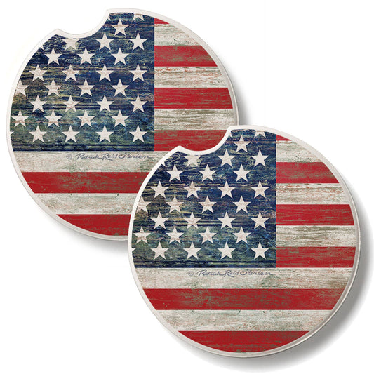 "Americana" 2 Pack Absorbent Stone Car Coaster