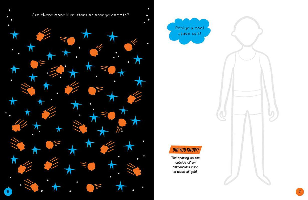 Brain Boosters Space Puzzles (with neon colors) Learning Activity Book for Kids by Vicky Barker