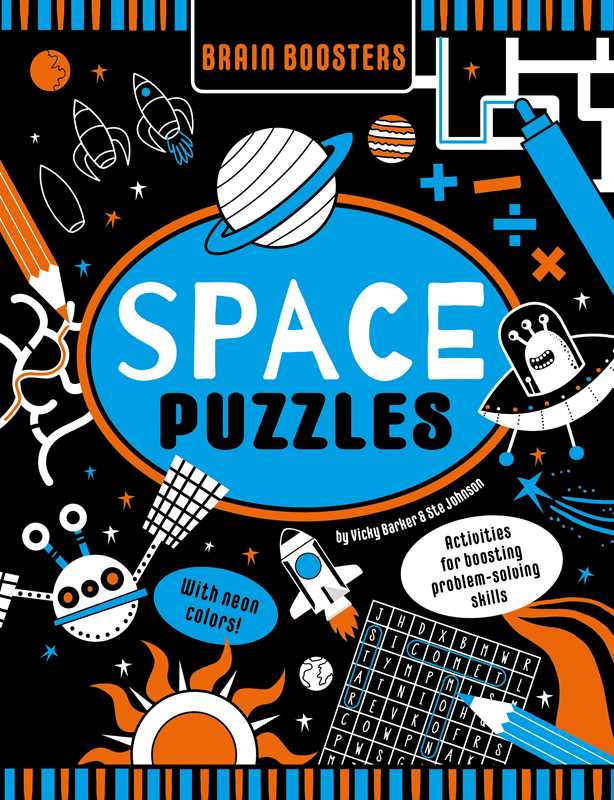 Brain Boosters Space Puzzles (with neon colors) Learning Activity Book for Kids by Vicky Barker