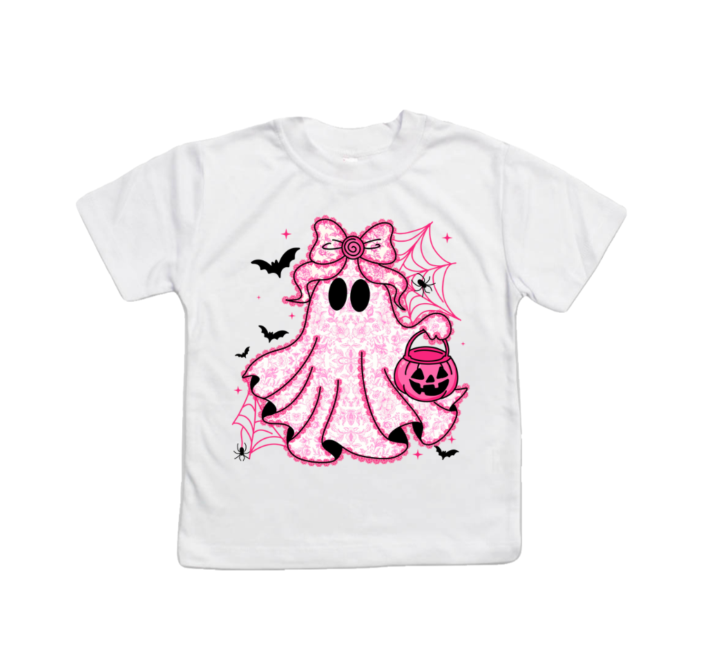 Toile Pink Lace Chinoiserie Girls Halloween Ghost and Bats