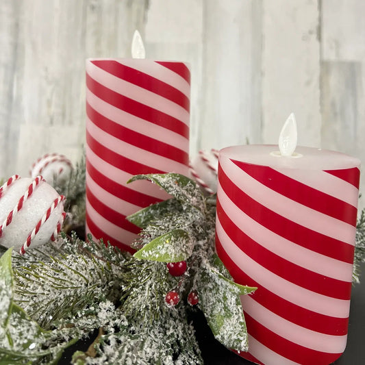 Candy Cane striped Flameless candle 3x4
