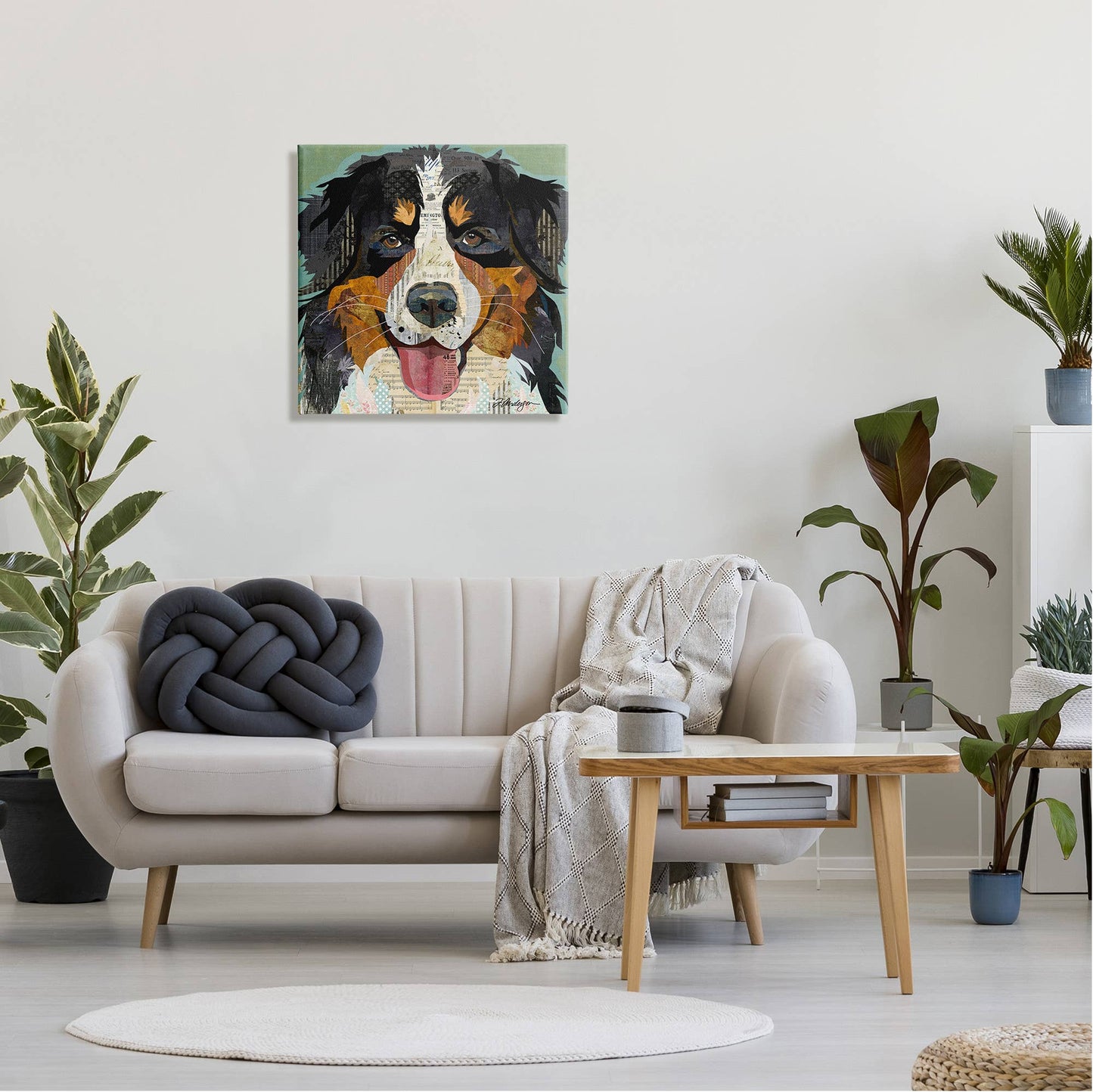 Abstract Bernese Dog Collage Canvas Art