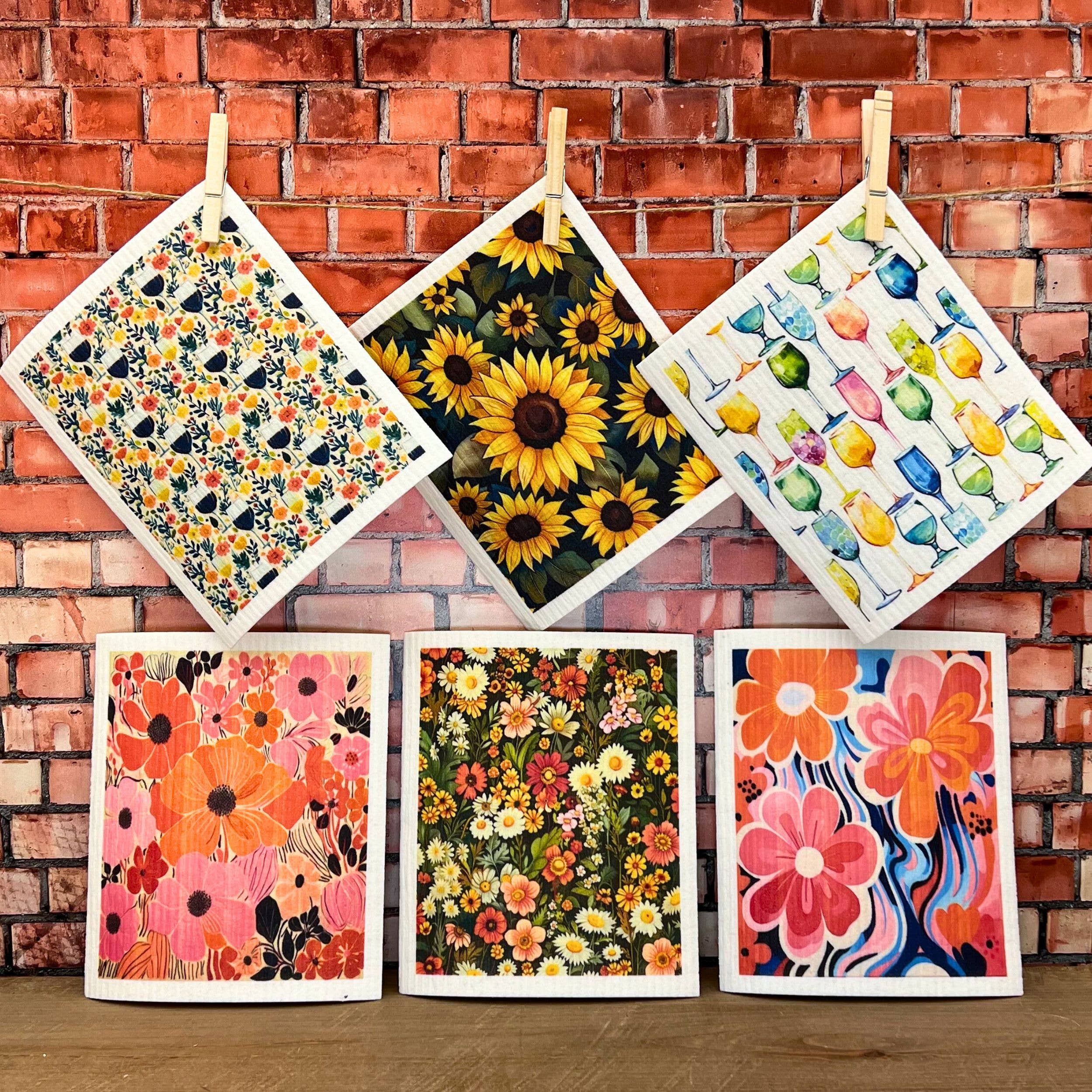 Summer Sunflower Fields Swedish Dishcloths - Home Decor