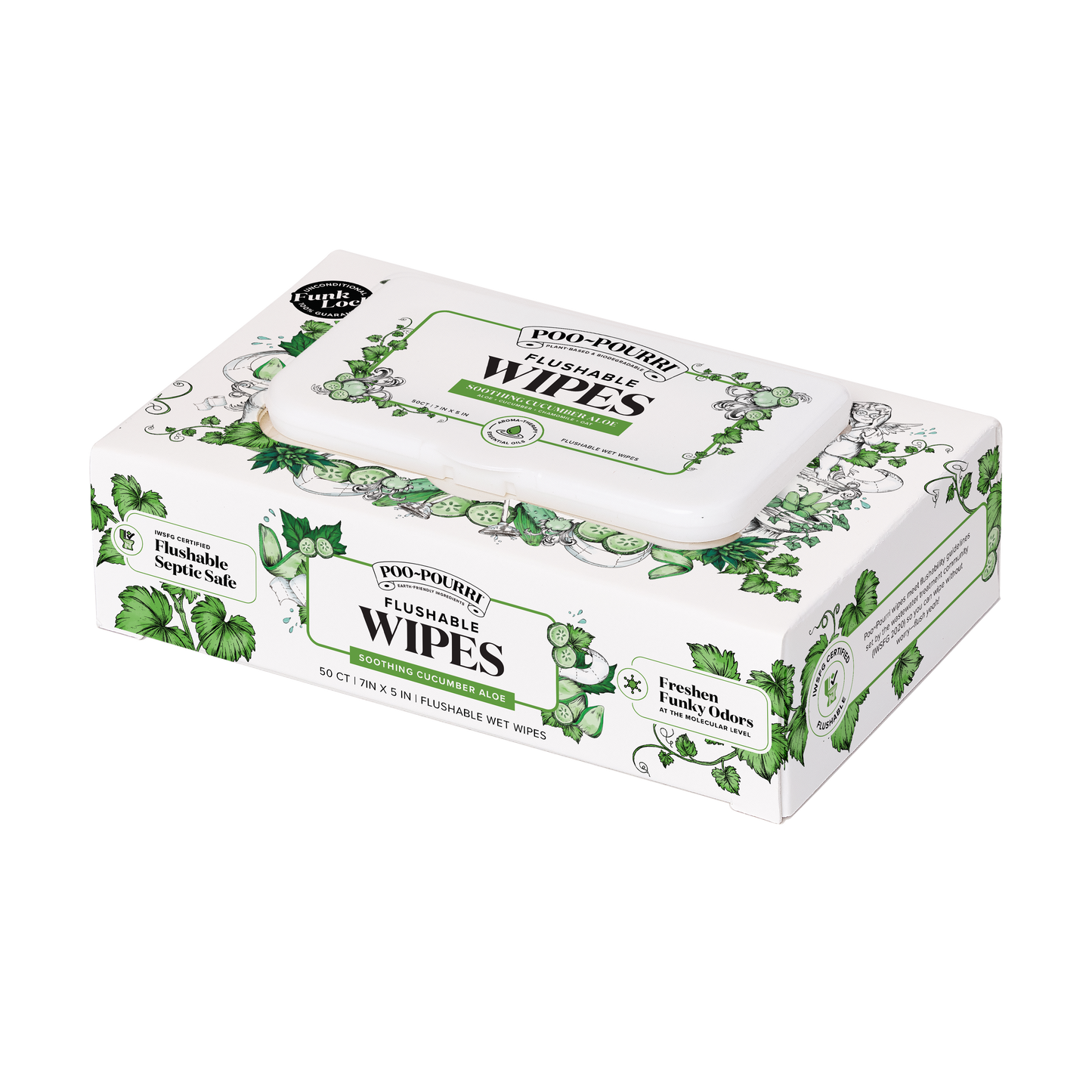 Poo~Pouri Cucumber & Aloe Poo~Pourri Flushable Wipes 50ct