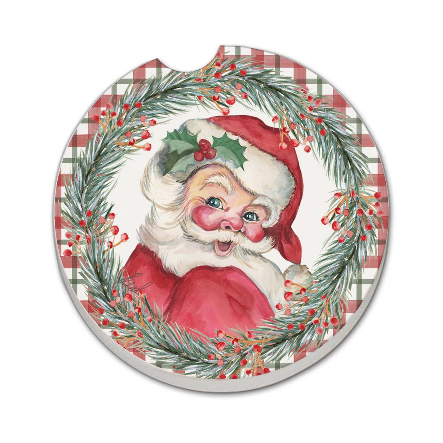 "Vintage Santa" Absorbent Stone Car Coaster 1pk