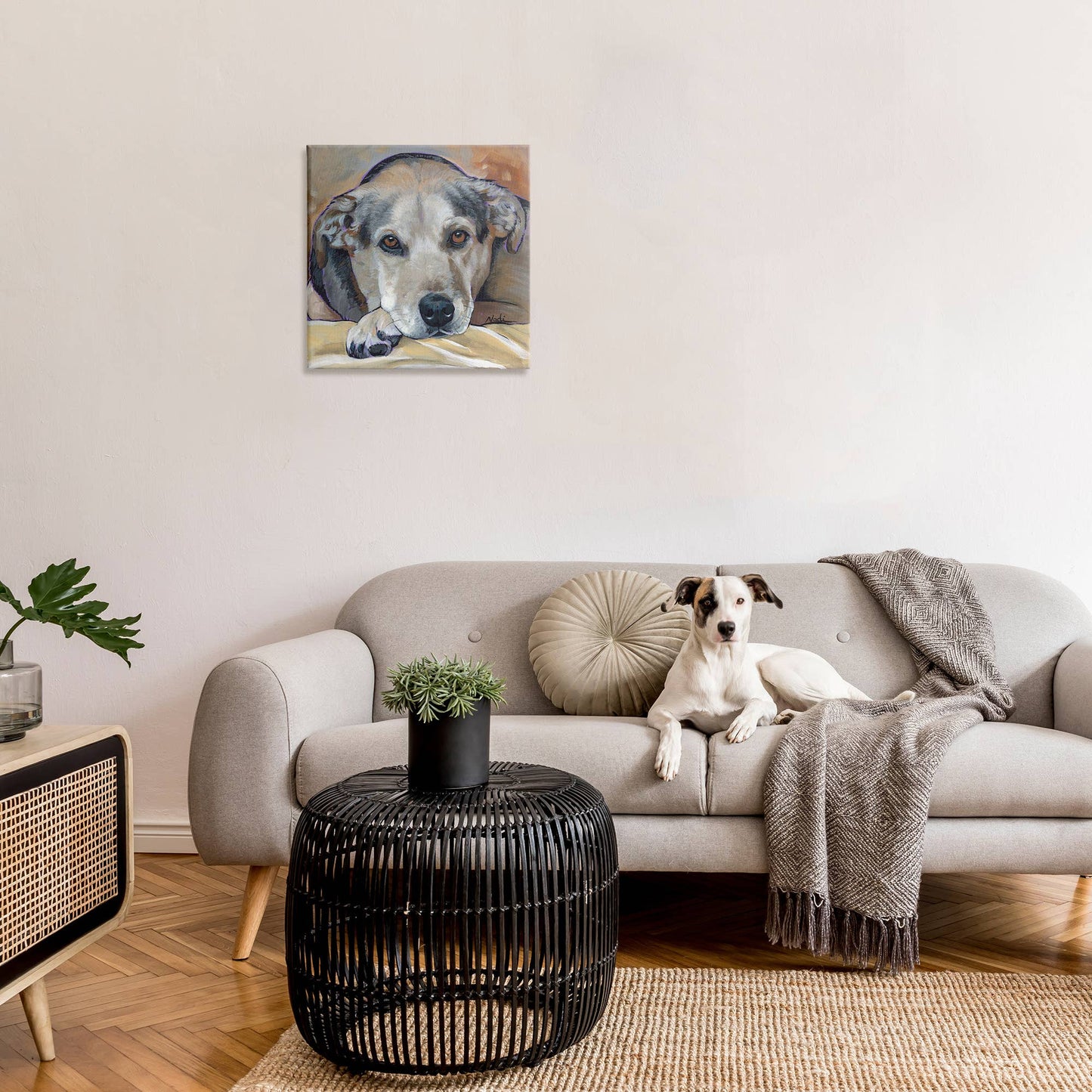 Cozy Dog Portrait Canvas Art