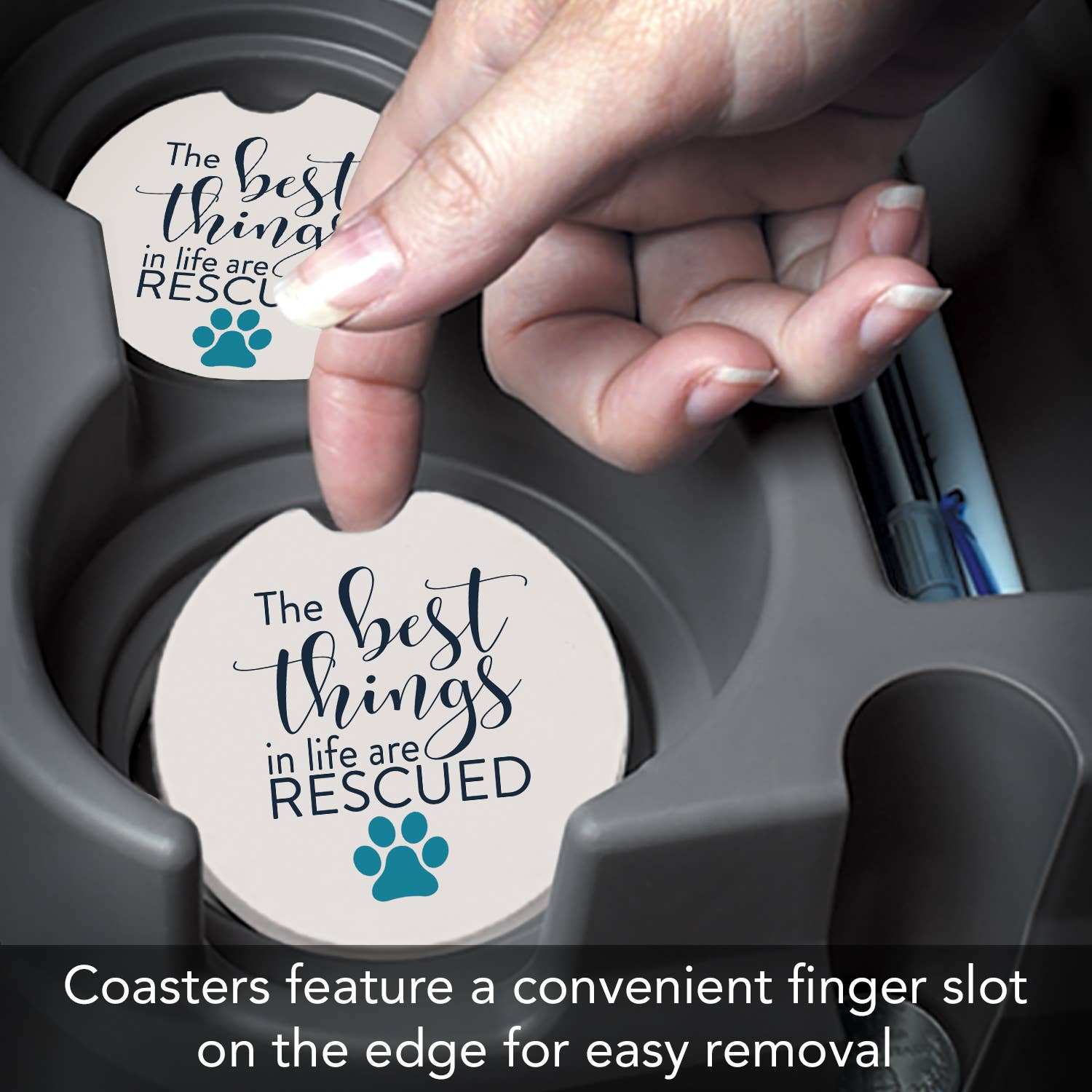 Rescued Absorbent Stone Car Coaster 1 Pk